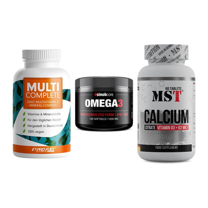 Grundversorgung: ProFuel MULTI + Sinob Omega 3 + MST Calcium – alle enthaltenen Artikel