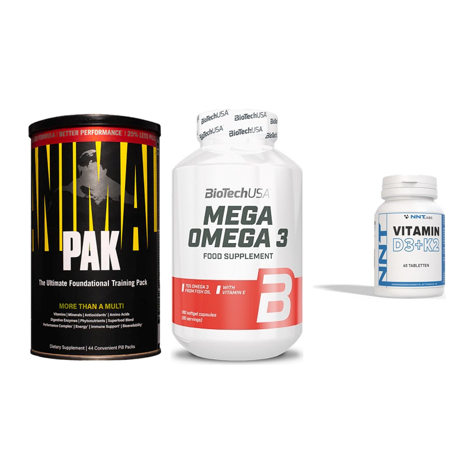 Grundversorgung: Universal + BioTech Mega + NNT Vitamin – alle enthaltenen Artikel