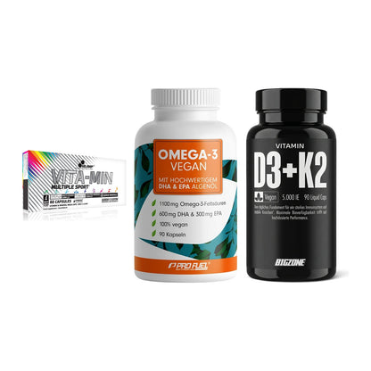 Grundversorgung: Olimp Vita-Min + ProFuel Omega 3 + Big Zone – alle enthaltenen Artikel