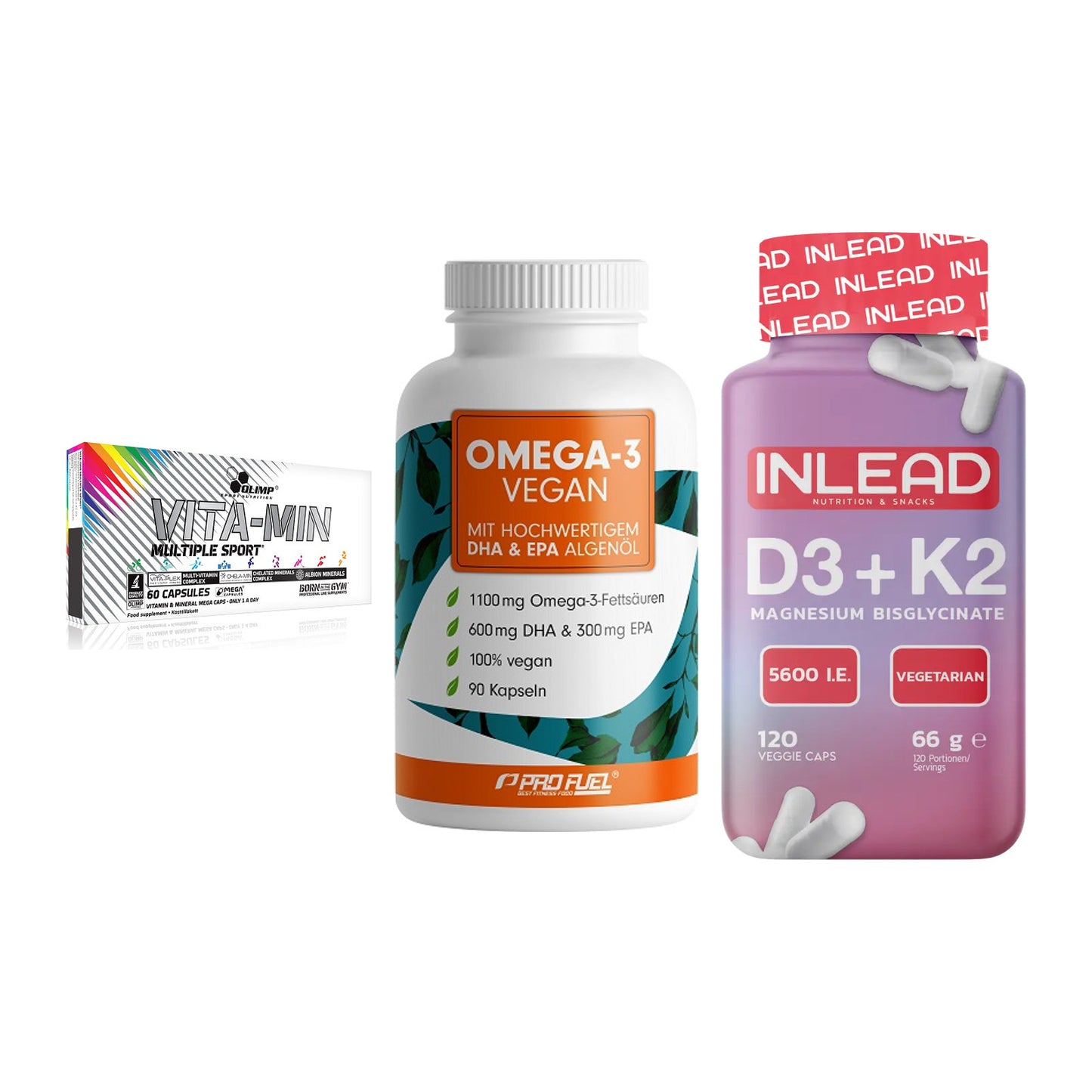 Grundversorgung: Olimp Vita-Min + ProFuel Omega 3 + INLEAD Vitamin – alle enthaltenen Artikel