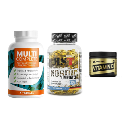 Grundversorgung: ProFuel MULTI + MST Omega 3 + Peak Vitamin D – alle enthaltenen Artikel