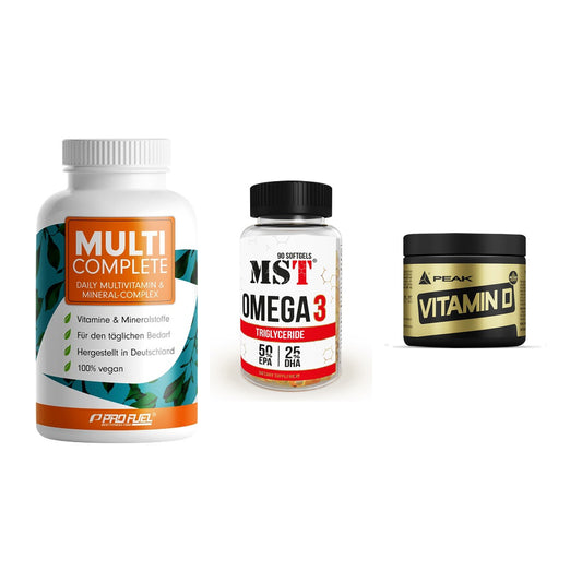 Grundversorgung: ProFuel MULTI + MST Omega 3 + Peak Vitamin D – alle enthaltenen Artikel