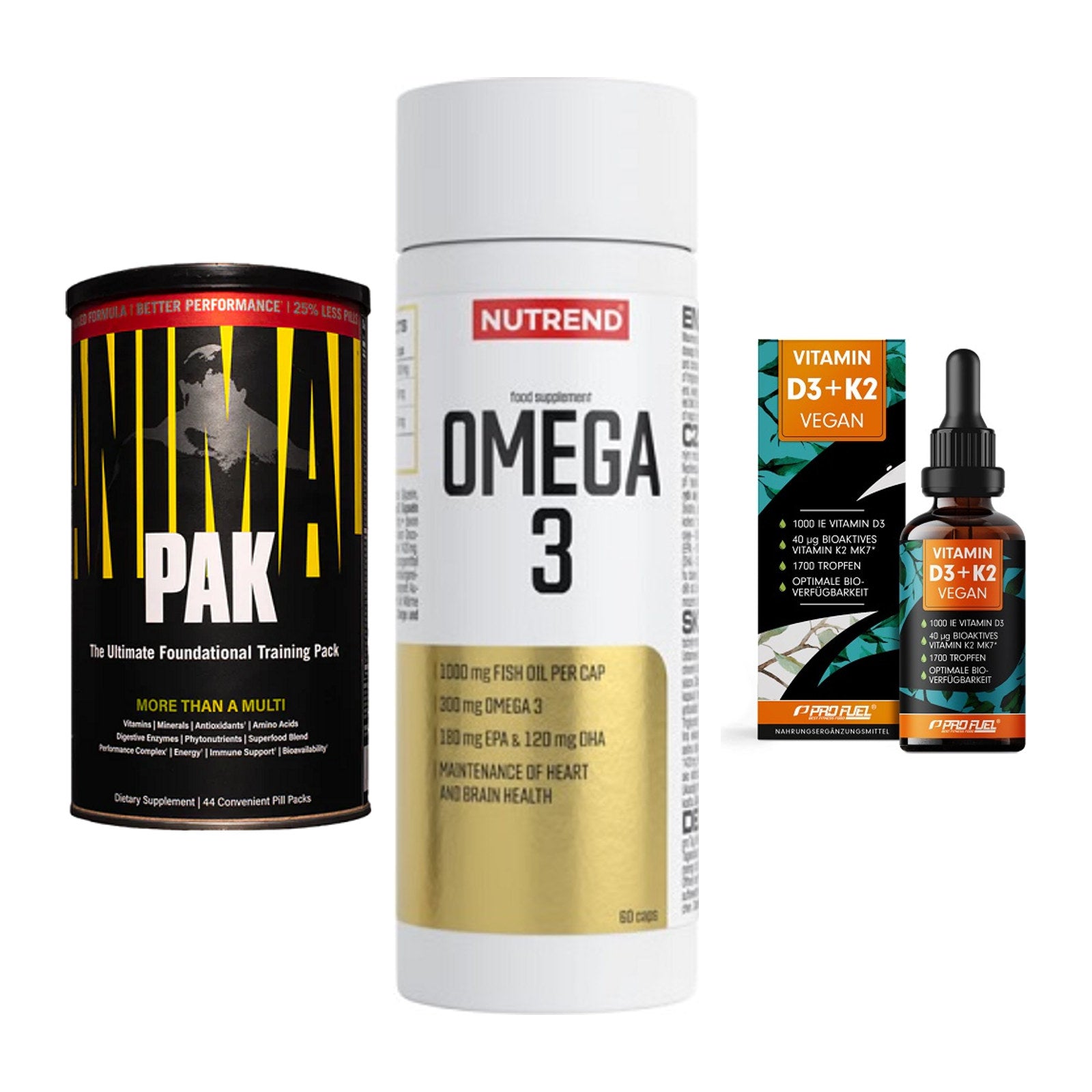 Grundversorgung: Universal + Nutrend Omega 3 + ProFuel Vitamin – alle enthaltenen Artikel