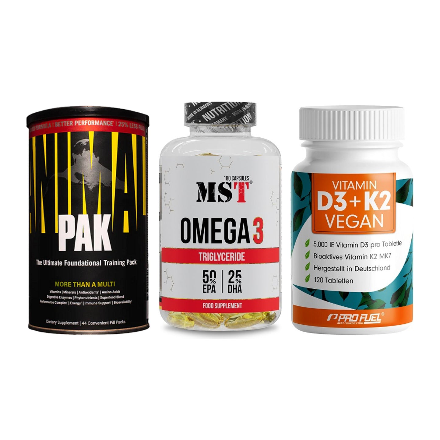 Grundversorgung: Universal + MST Omega 3 + ProFuel Vitamin – alle enthaltenen Artikel
