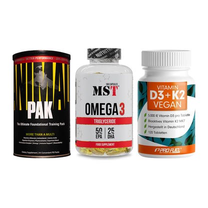Grundversorgung: Universal + MST Omega 3 + ProFuel Vitamin – alle enthaltenen Artikel