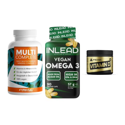 Grundversorgung: ProFuel MULTI + INLEAD Vegan + Peak Vitamin D – alle enthaltenen Artikel