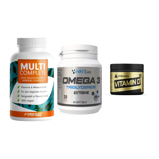 Grundversorgung: ProFuel MULTI + NNT Omega 3 + Peak Vitamin D – alle enthaltenen Artikel