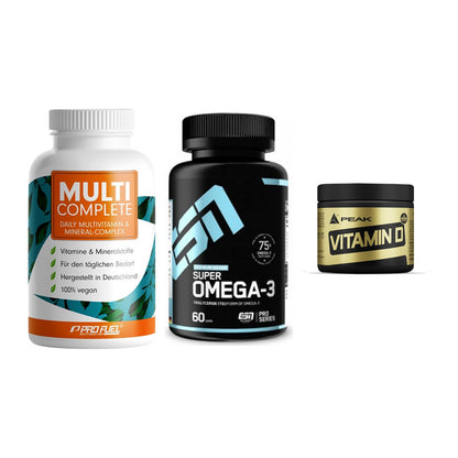 Grundversorgung: ProFuel MULTI + ESN Omega 3 + Peak Vitamin D – alle enthaltenen Artikel