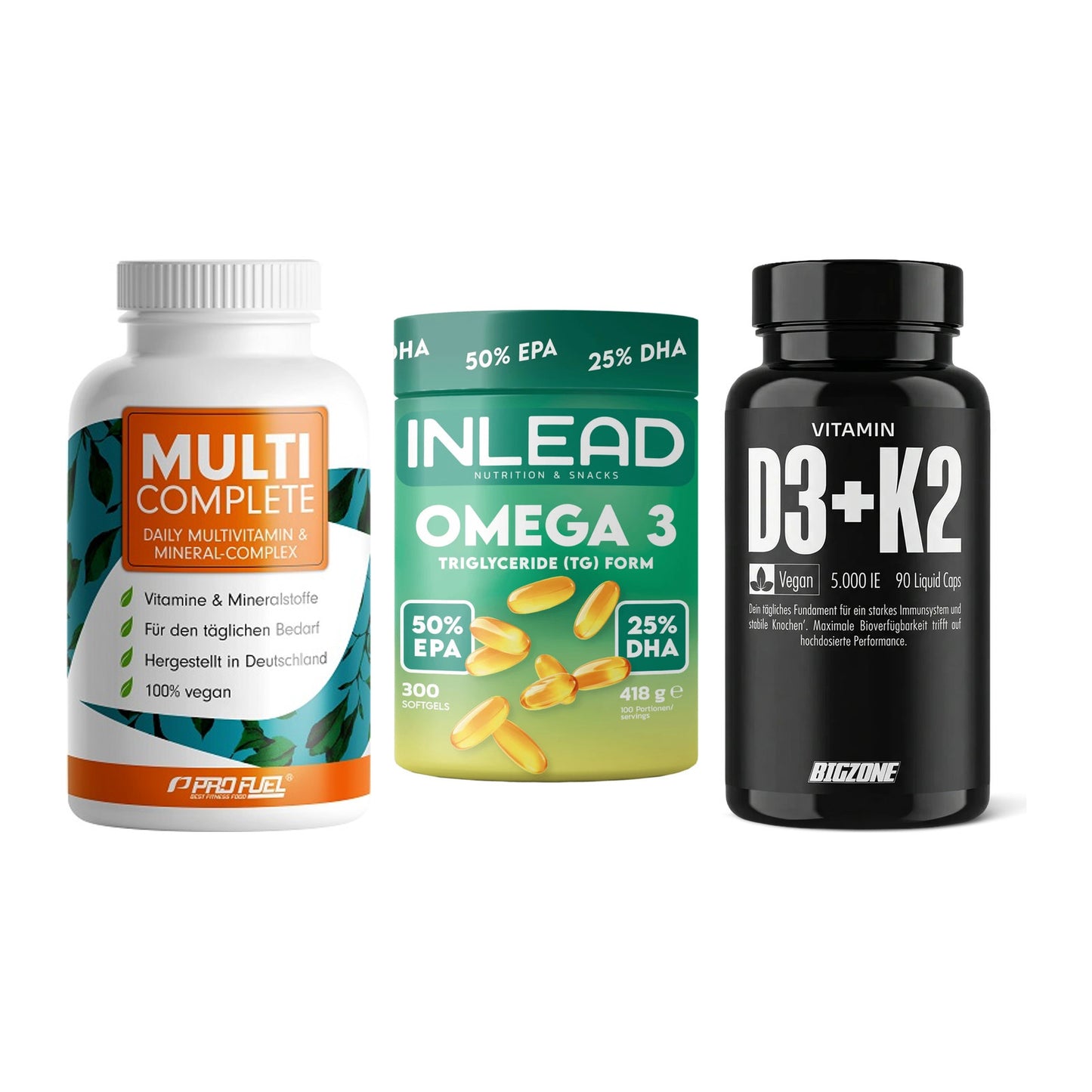 Grundversorgung: ProFuel MULTI + INLEAD Omega-3 + Big Zone – alle enthaltenen Artikel