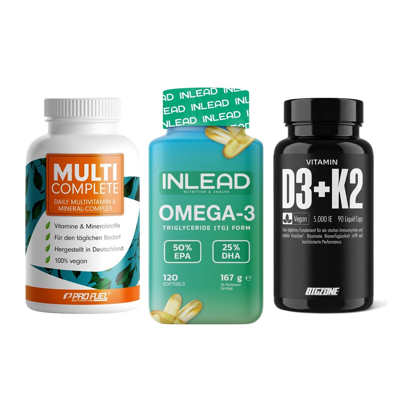 Grundversorgung: ProFuel MULTI + INLEAD Omega-3 + Big Zone – alle enthaltenen Artikel