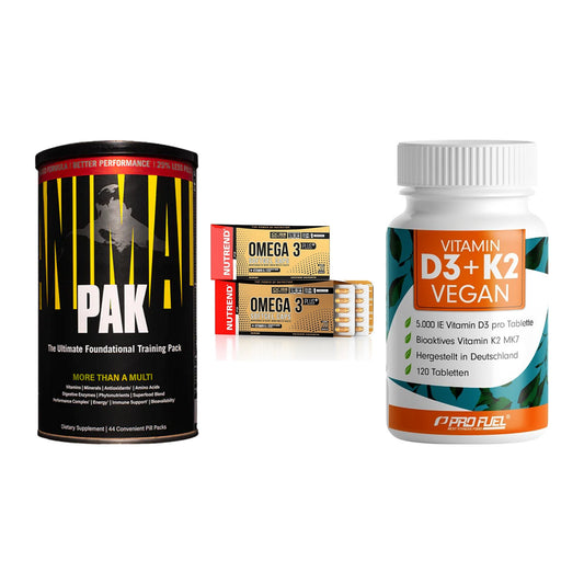 Grundversorgung: Universal + Nutrend Omega 3 + ProFuel Vitamin – alle enthaltenen Artikel