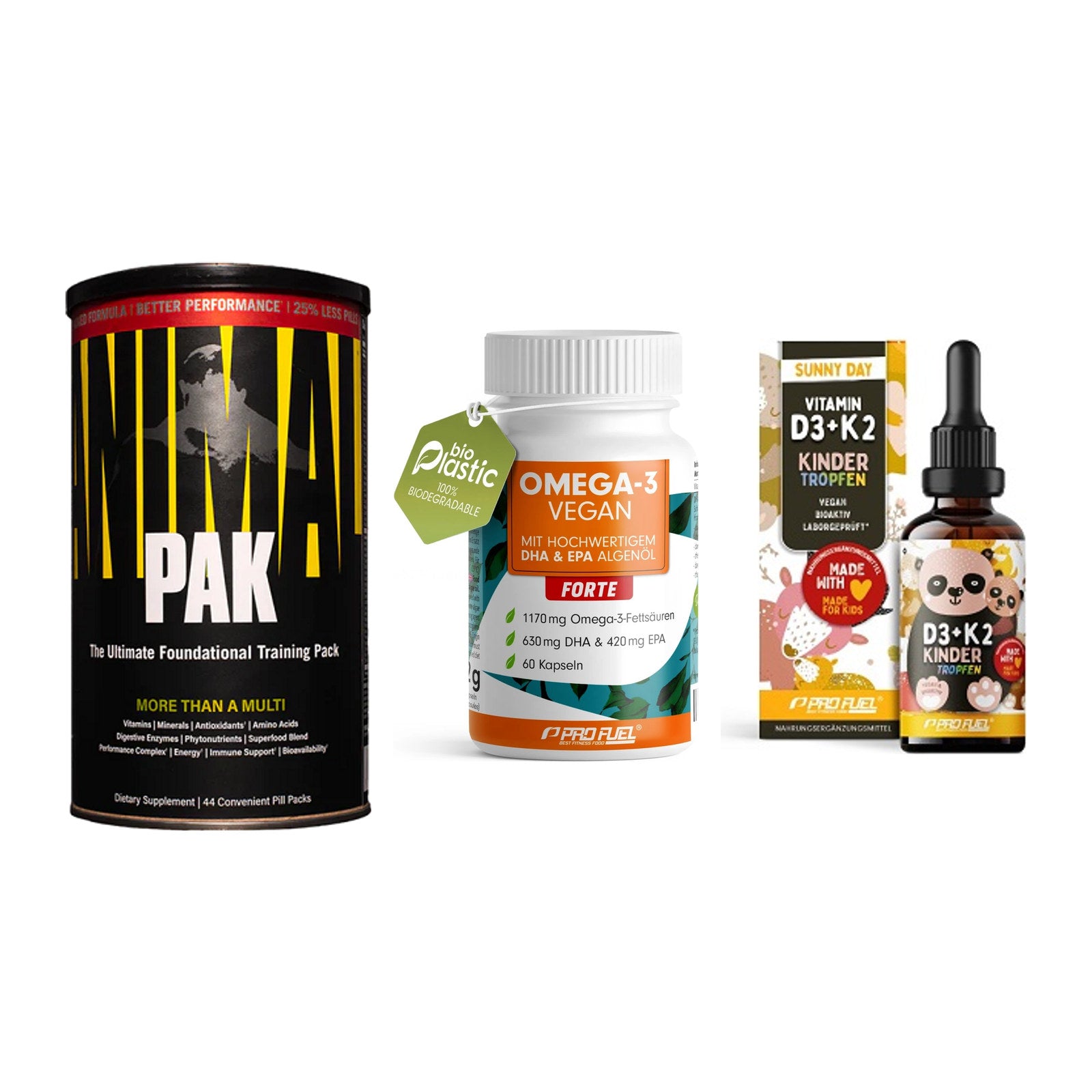 Grundversorgung: Universal + ProFuel Omega 3 + ProFuel VITAMIN – alle enthaltenen Artikel