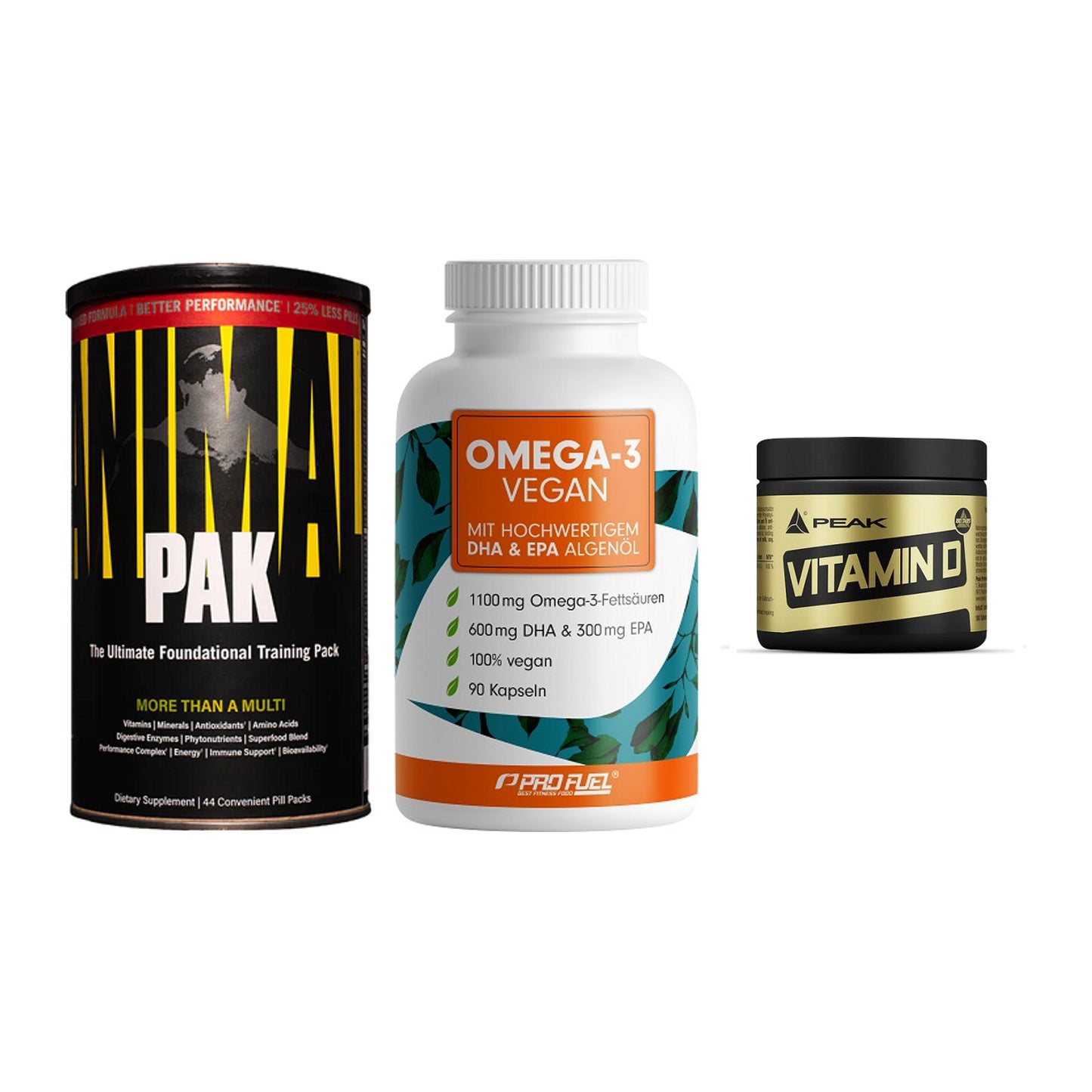 Grundversorgung: Universal + ProFuel Omega 3 + Peak Vitamin D – alle enthaltenen Artikel