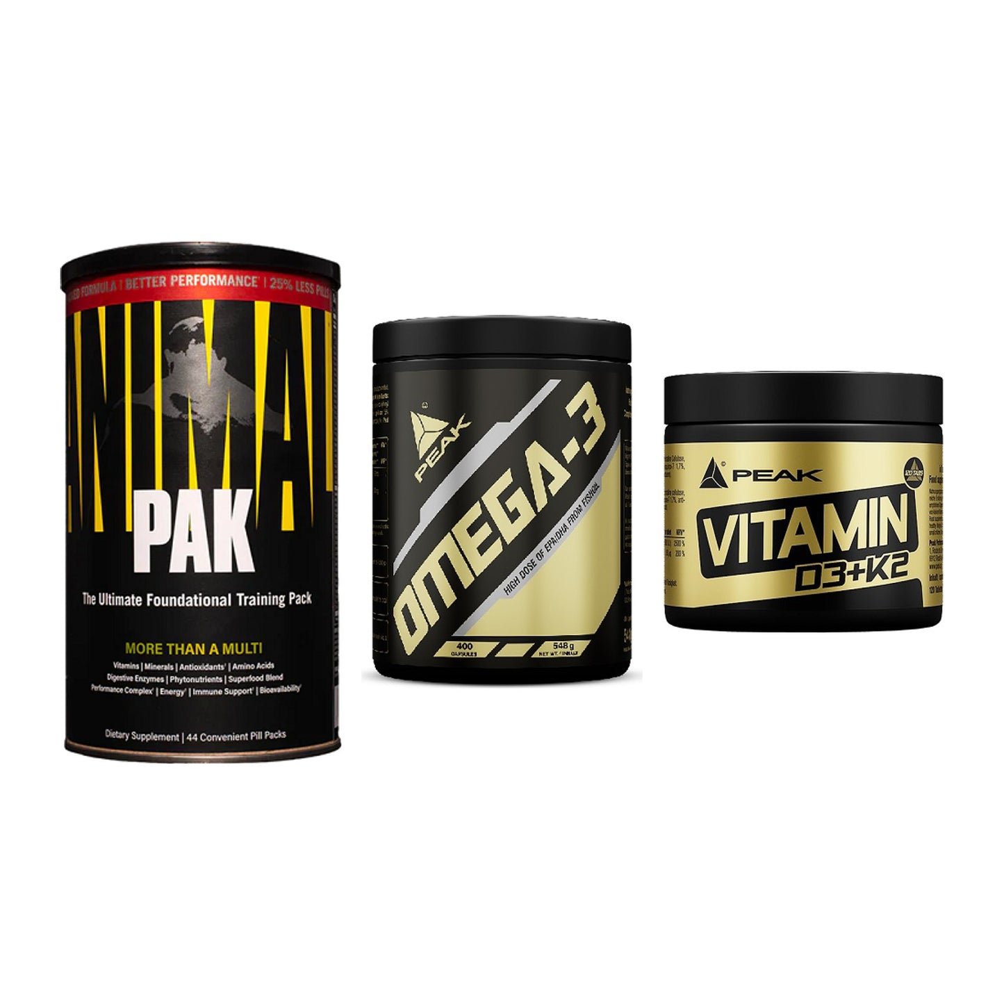 Grundversorgung: Universal + Peak Omega-3 + Peak Vitamin – alle enthaltenen Artikel