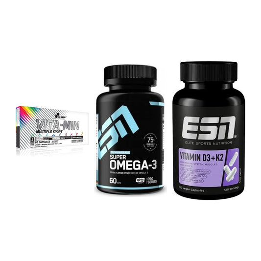 Grundversorgung: Olimp Vita-Min + ESN Omega 3 + ESN Vitamin D3 – alle enthaltenen Artikel
