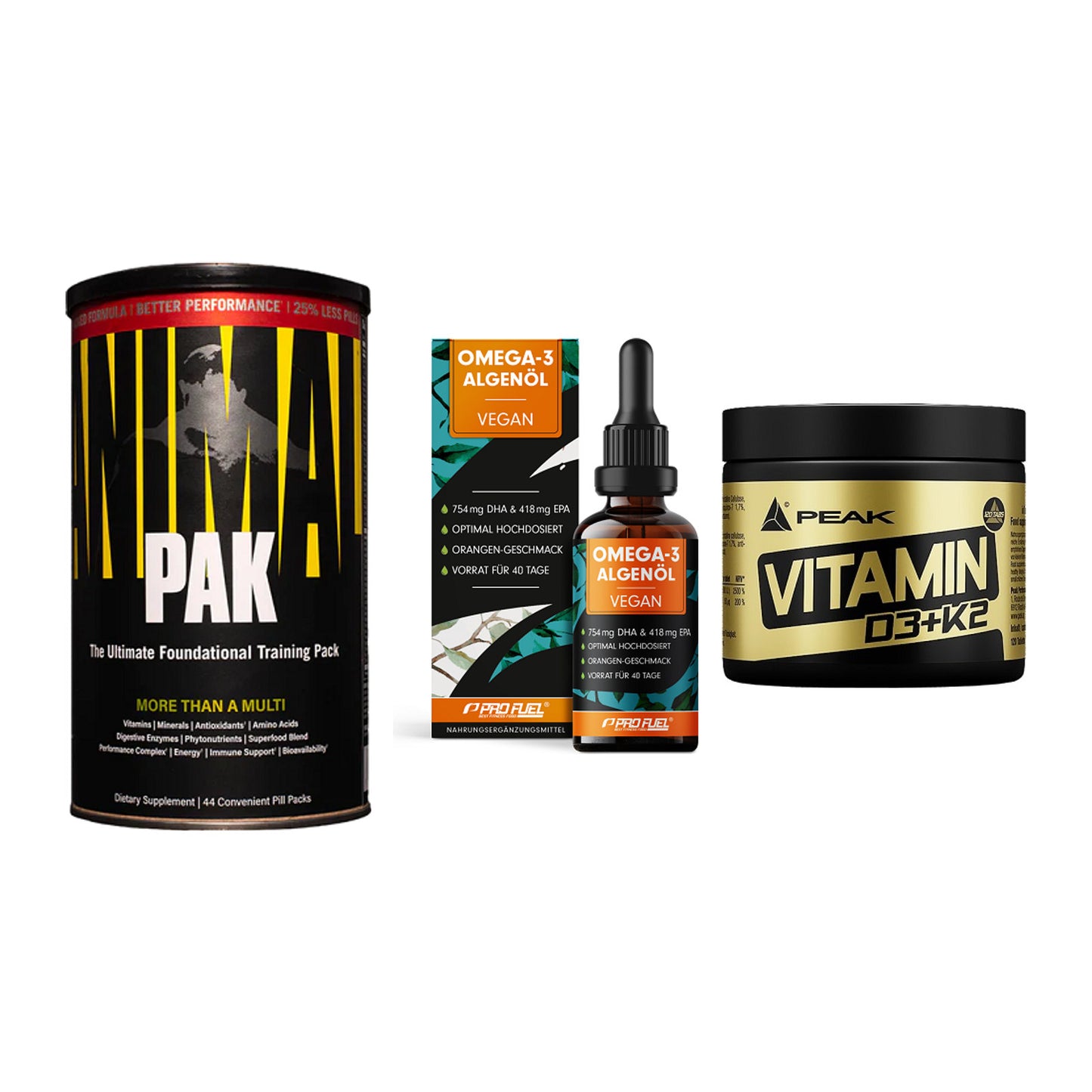 Grundversorgung: Universal + ProFuel Omega 3 + Peak Vitamin – alle enthaltenen Artikel