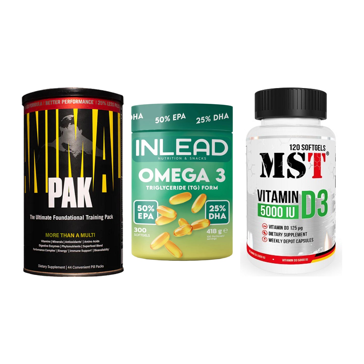 Grundversorgung: Universal + INLEAD Omega-3 + MST Vitamin D3 – alle enthaltenen Artikel