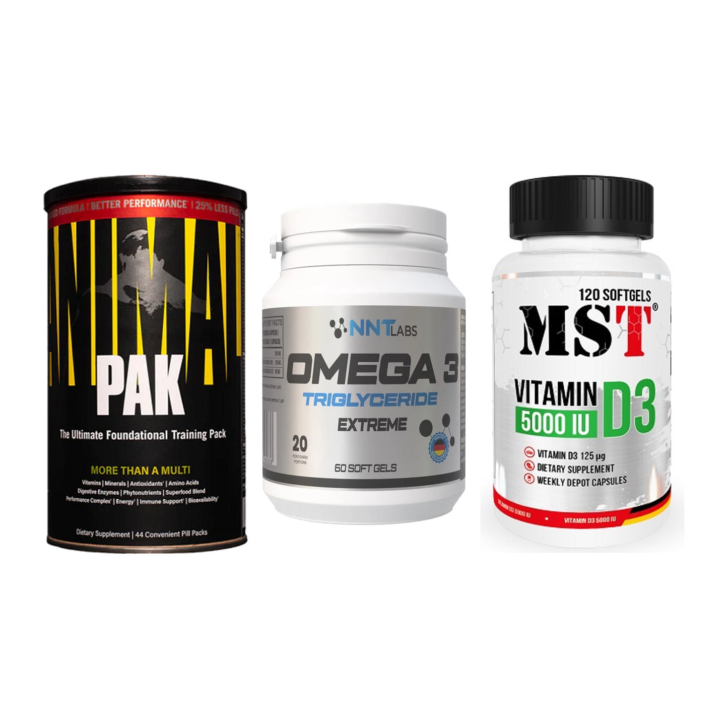 Grundversorgung: Universal + NNT Omega 3 + MST Vitamin D3 – alle enthaltenen Artikel