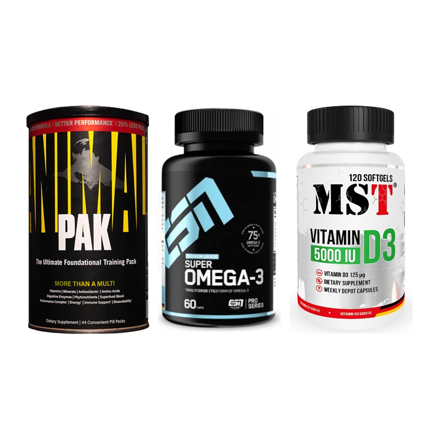 Grundversorgung: Universal + ESN Omega 3 + MST Vitamin D3 – alle enthaltenen Artikel