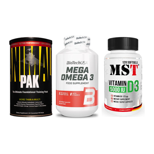 Grundversorgung: Universal + BioTech Mega + MST Vitamin D3 – alle enthaltenen Artikel