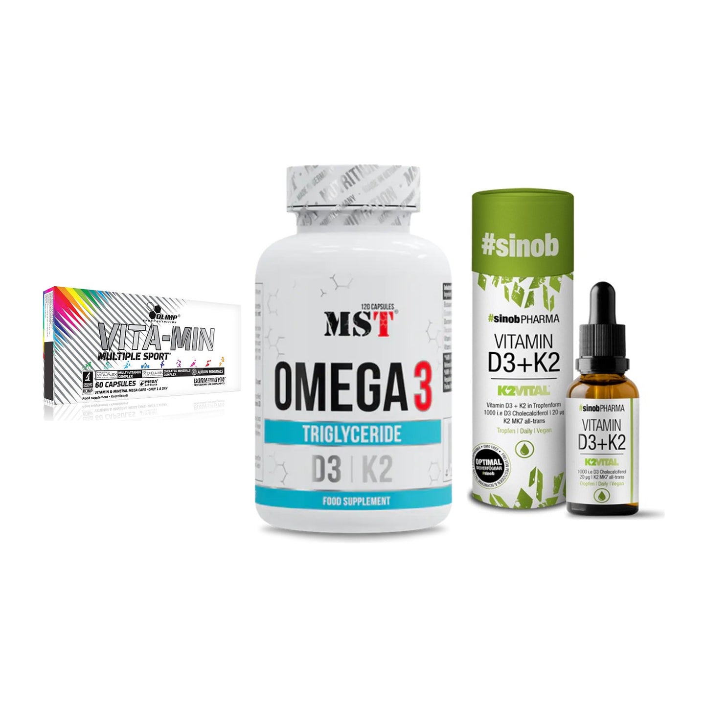 Grundversorgung: Olimp Vita-Min + MST Omega 3 500 + Sinob Vitamin – alle enthaltenen Artikel