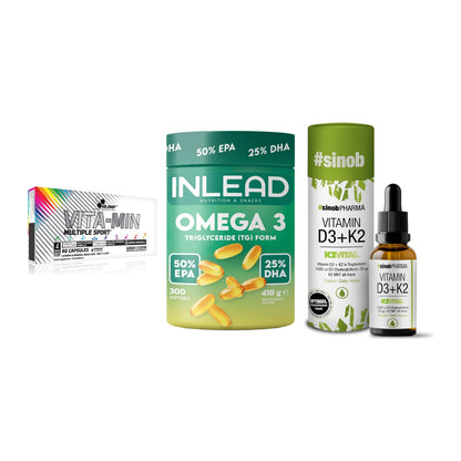 Grundversorgung: Olimp Vita-Min + INLEAD Omega-3 + Sinob Vitamin – alle enthaltenen Artikel