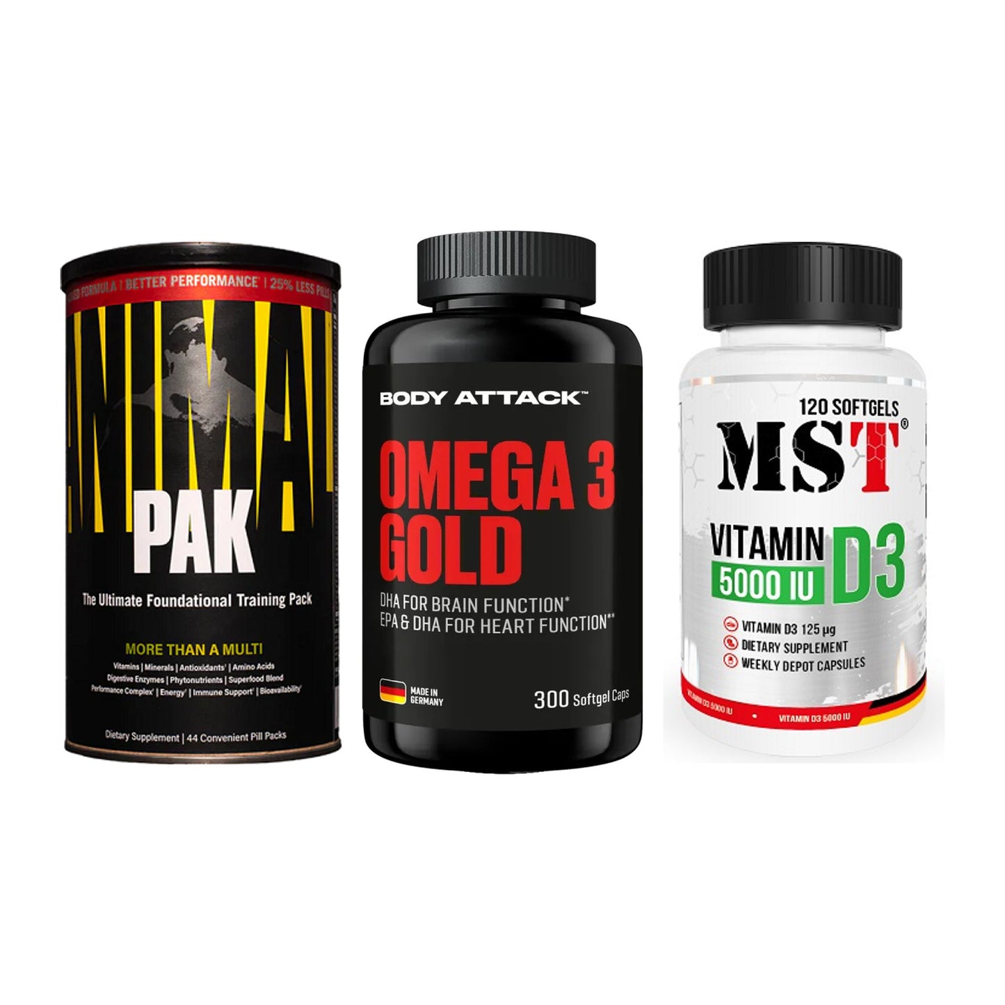 Grundversorgung: Universal + Body Attack + MST Vitamin D3 – alle enthaltenen Artikel