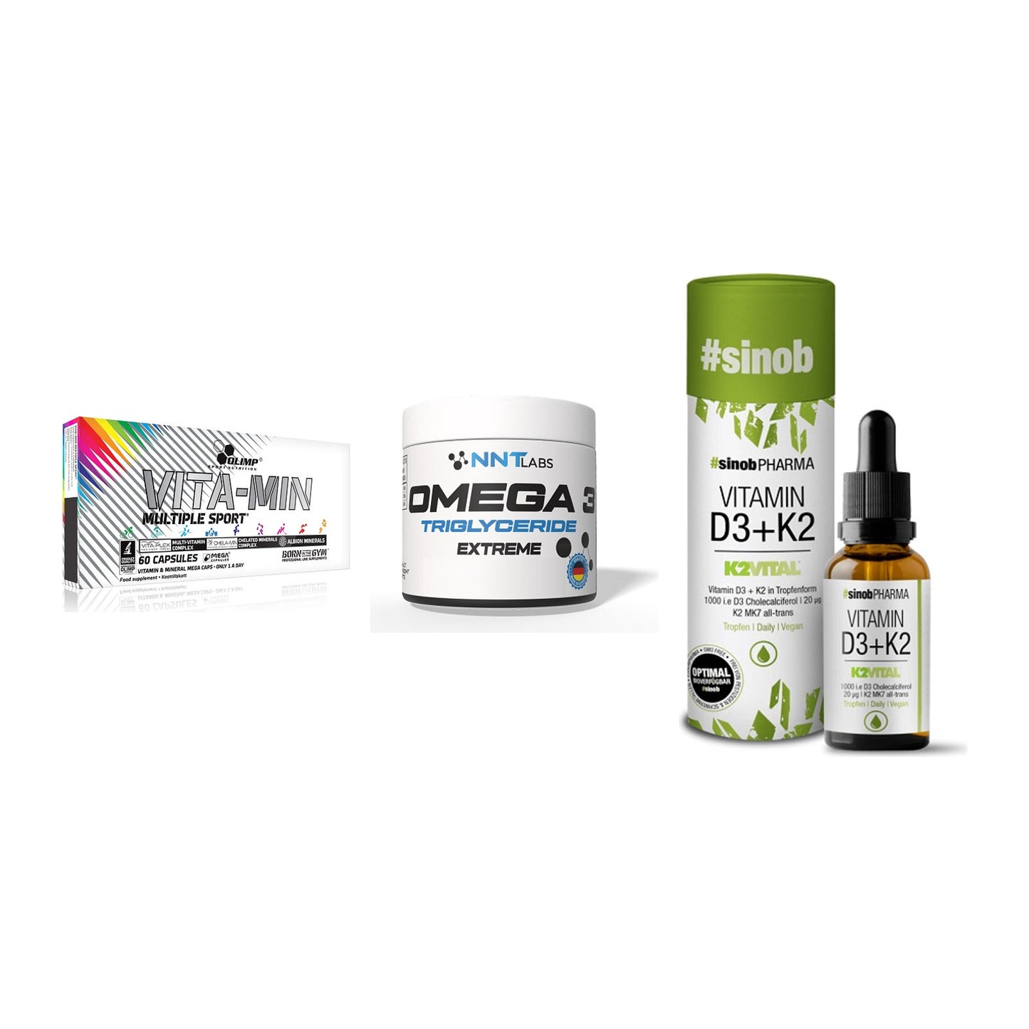 Grundversorgung: Olimp Vita-Min + NNT Omega 3 + Sinob Vitamin – alle enthaltenen Artikel