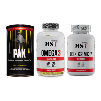 Grundversorgung: Universal + MST Omega 3 + MST Vitamin D3 – alle enthaltenen Artikel