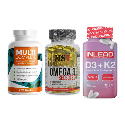 Grundversorgung: ProFuel MULTI + MST Omega 3 + INLEAD Vitamin – alle enthaltenen Artikel
