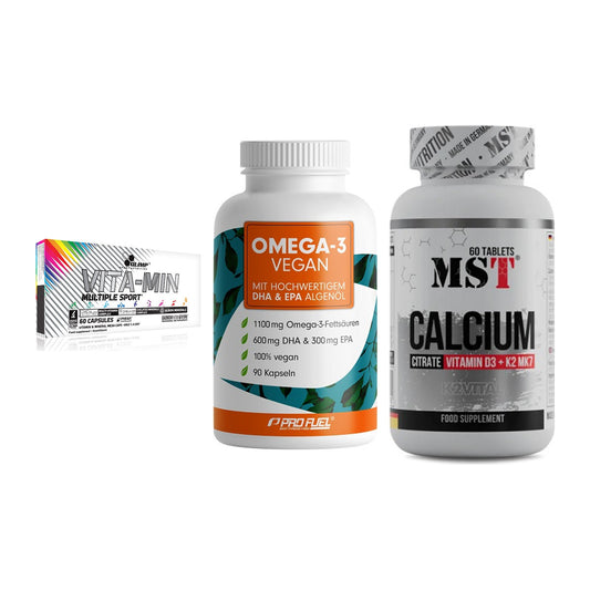 Grundversorgung: Olimp Vita-Min + ProFuel Omega 3 + MST Calcium – alle enthaltenen Artikel
