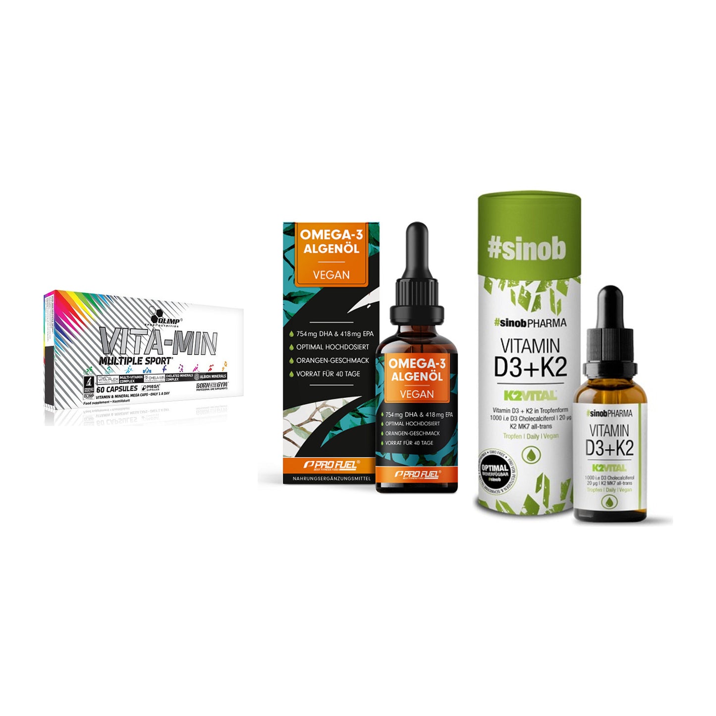 Grundversorgung: Olimp Vita-Min + ProFuel Omega 3 + Sinob Vitamin – alle enthaltenen Artikel