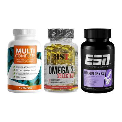 Grundversorgung: ProFuel MULTI + MST Omega 3 + ESN Vitamin D3 – alle enthaltenen Artikel