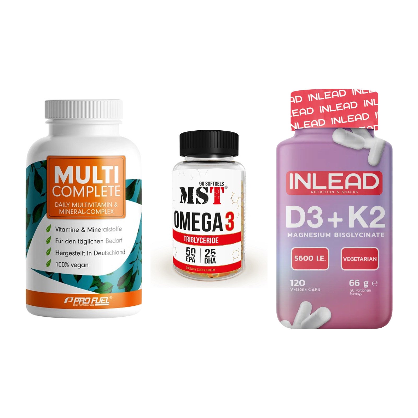 Grundversorgung: ProFuel MULTI + MST Omega 3 + INLEAD Vitamin – alle enthaltenen Artikel