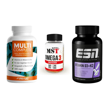 Grundversorgung: ProFuel MULTI + MST Omega 3 + ESN Vitamin D3 – alle enthaltenen Artikel
