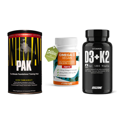 Grundversorgung: Universal + ProFuel Omega 3 + Big Zone – alle enthaltenen Artikel