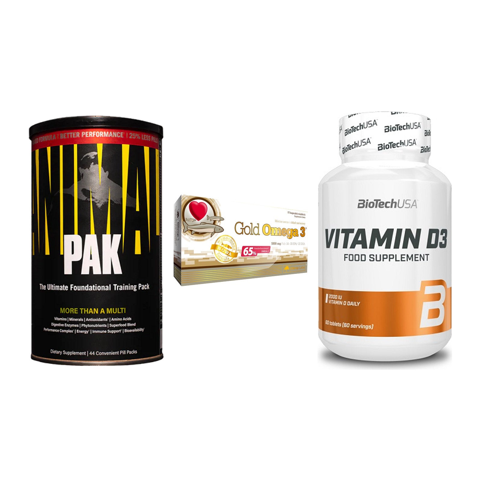 Grundversorgung: Universal + Olimp Omega 3 + BioTech Vitamin – alle enthaltenen Artikel