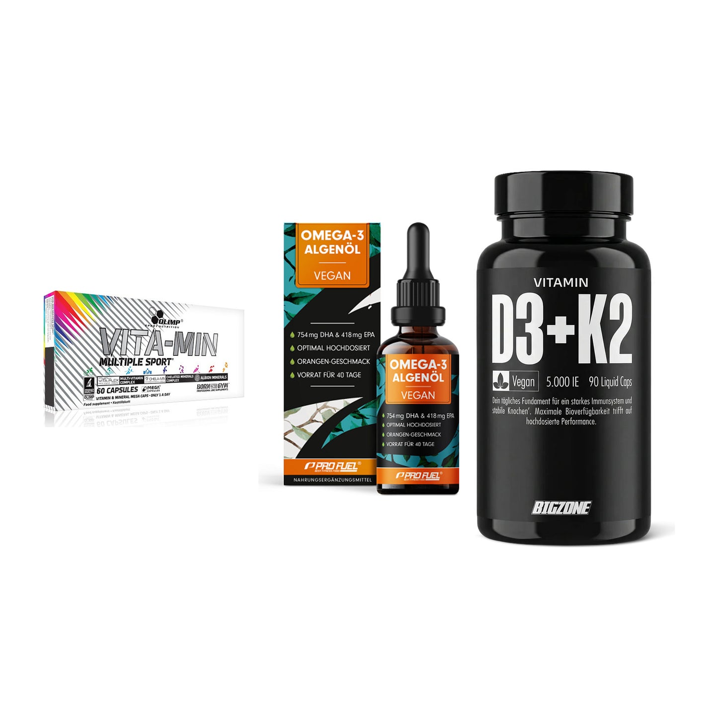 Grundversorgung: Olimp Vita-Min + ProFuel Omega 3 + Big Zone – alle enthaltenen Artikel