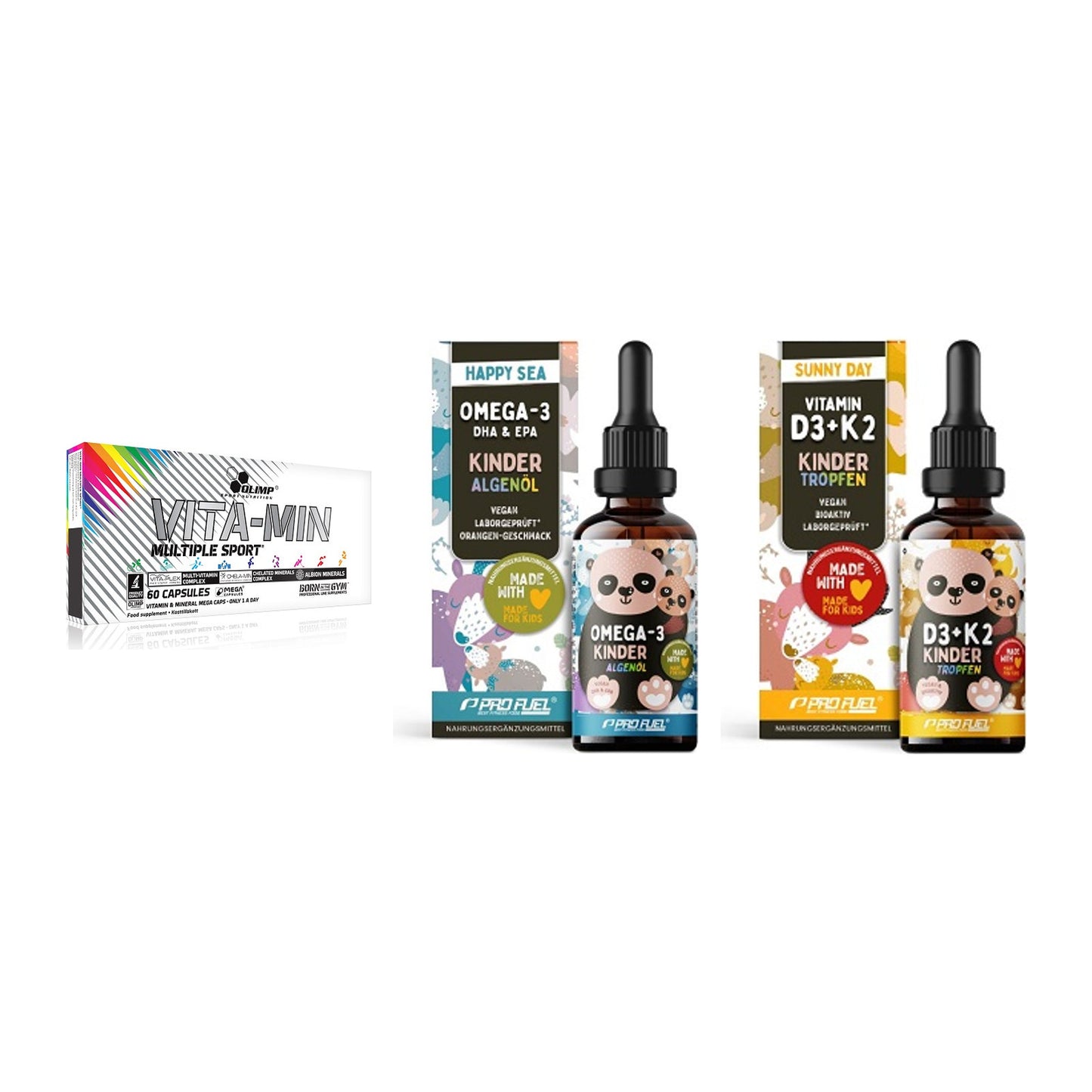 Grundversorgung: Olimp Vita-Min + ProFuel OMEGA-3 + ProFuel VITAMIN – alle enthaltenen Artikel