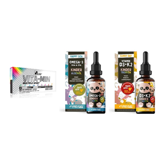 Grundversorgung: Olimp Vita-Min + ProFuel OMEGA-3 + ProFuel VITAMIN – alle enthaltenen Artikel