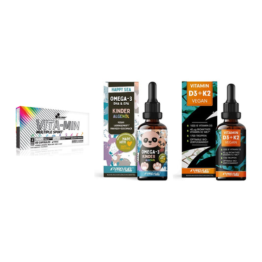 Grundversorgung: Olimp Vita-Min + ProFuel OMEGA-3 + ProFuel Vitamin – alle enthaltenen Artikel