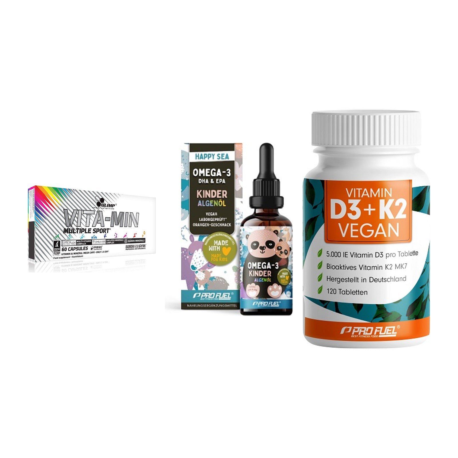 Grundversorgung: Olimp Vita-Min + ProFuel OMEGA-3 + ProFuel Vitamin – alle enthaltenen Artikel