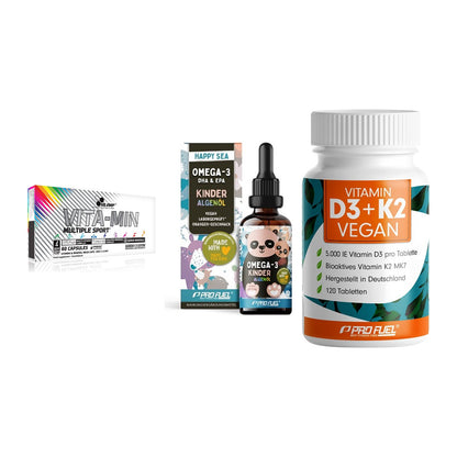 Grundversorgung: Olimp Vita-Min + ProFuel OMEGA-3 + ProFuel Vitamin – alle enthaltenen Artikel