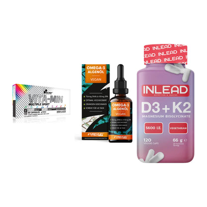 Grundversorgung: Olimp Vita-Min + ProFuel Omega 3 + INLEAD Vitamin – alle enthaltenen Artikel