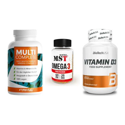 Grundversorgung: ProFuel MULTI + MST Omega 3 + BioTech Vitamin – alle enthaltenen Artikel