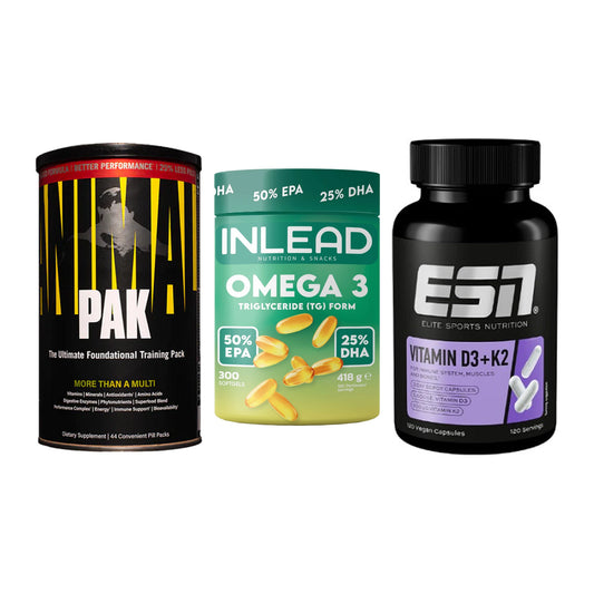 Grundversorgung: Universal + INLEAD Omega-3 + ESN Vitamin D3 – alle enthaltenen Artikel