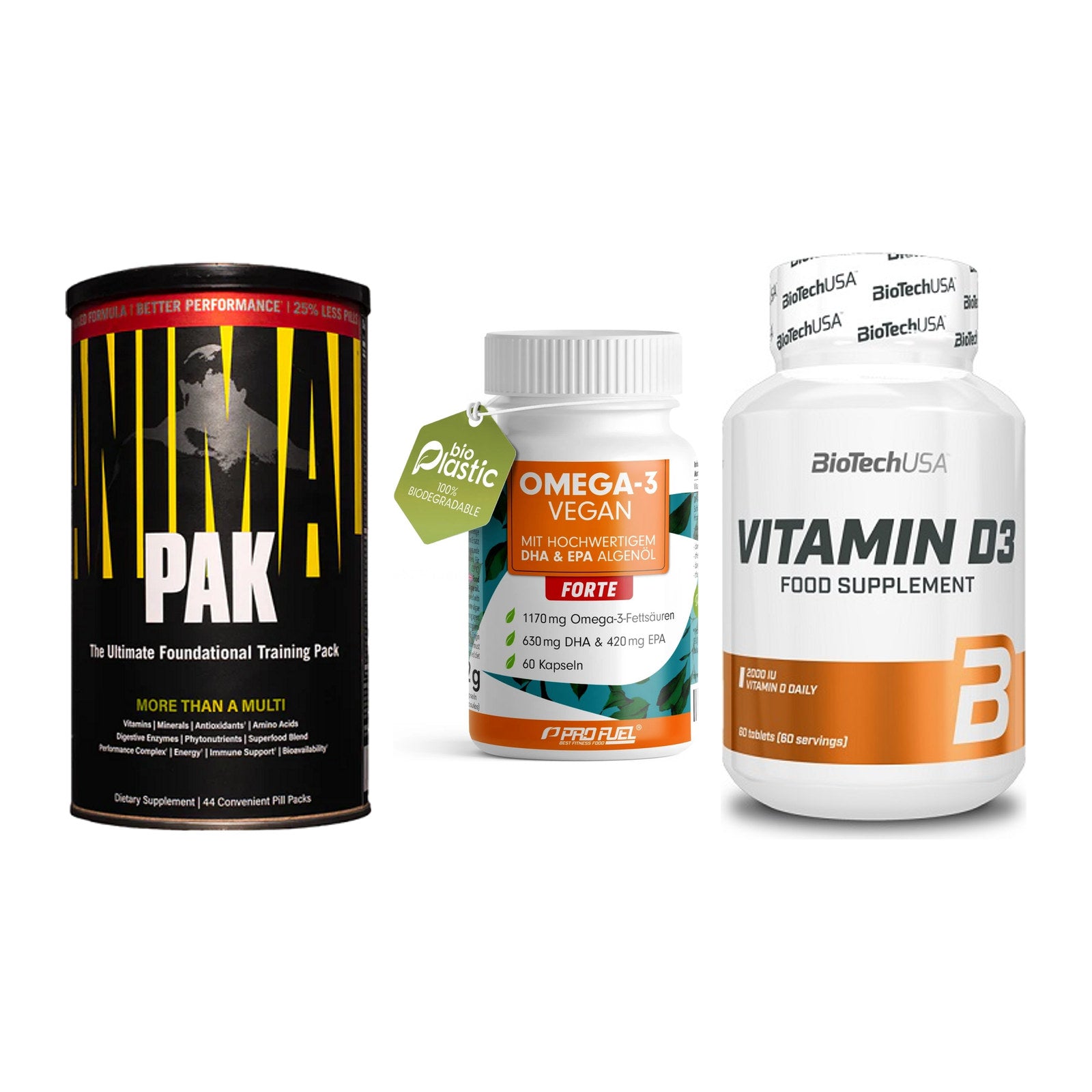 Grundversorgung: Universal + ProFuel Omega 3 + BioTech Vitamin – alle enthaltenen Artikel
