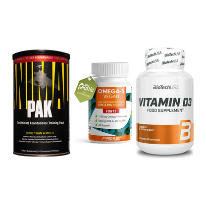 Grundversorgung: Universal + ProFuel Omega 3 + BioTech Vitamin – alle enthaltenen Artikel
