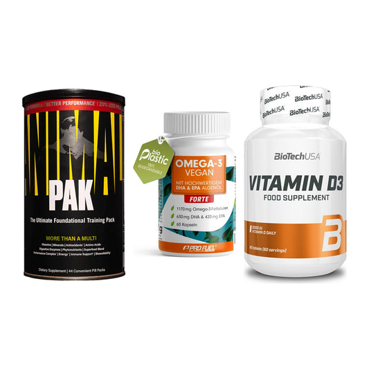 Grundversorgung: Universal + ProFuel Omega 3 + BioTech Vitamin – alle enthaltenen Artikel