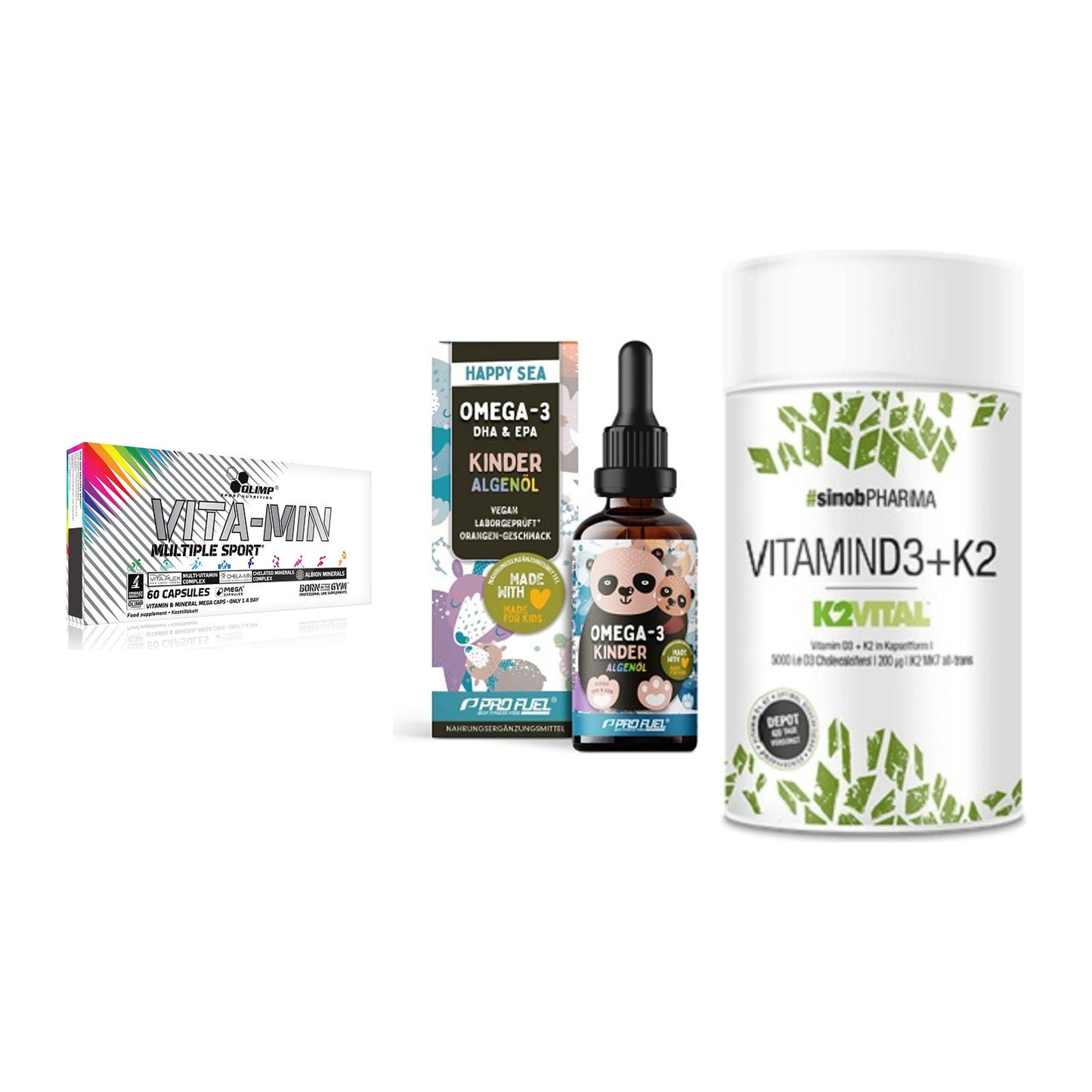 Grundversorgung: Olimp Vita-Min + ProFuel OMEGA-3 + Sinob Vitamin – alle enthaltenen Artikel